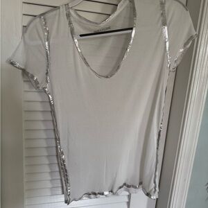 Zadig & Voltaire White Tee with Silver Trim